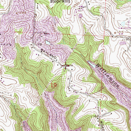 Topographic Map of Bayless Private Cemetery, OH