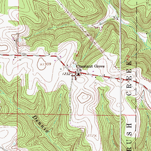 Topographic Map of Chestnut Grove Cemetery, OH