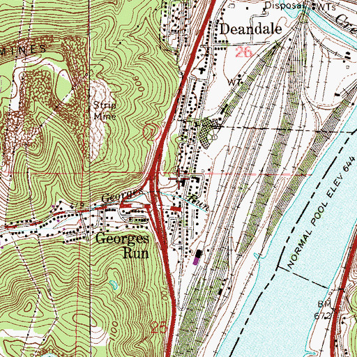Topographic Map of Georges Run Cemetery, OH