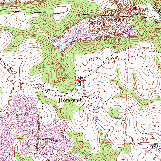Topographic Map of Hopewell Methodist Cemetery, OH
