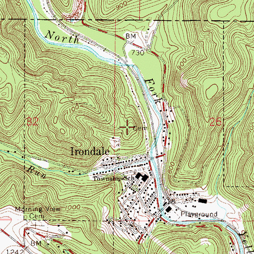 Topographic Map of Irondale Cemetery, OH