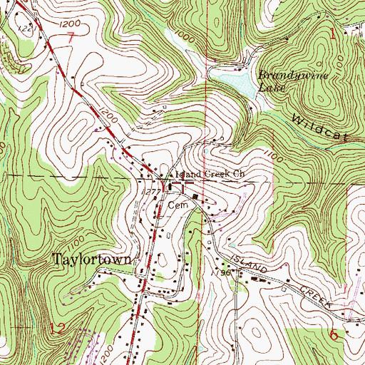 Topographic Map of Island Creek Presbyterian Cemetery, OH