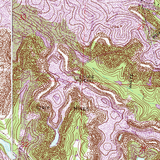 Topographic Map of Long Cemetery, OH
