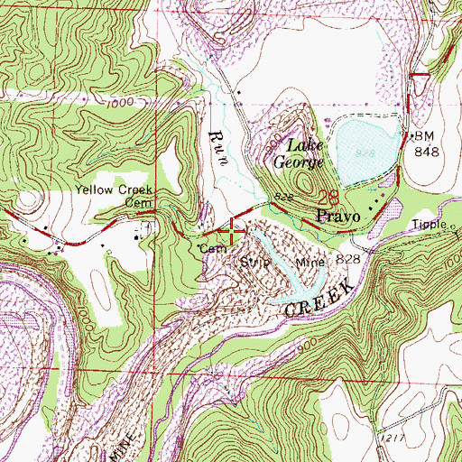 Topographic Map of Mooretown Methodist Episcopal Cemetery, OH