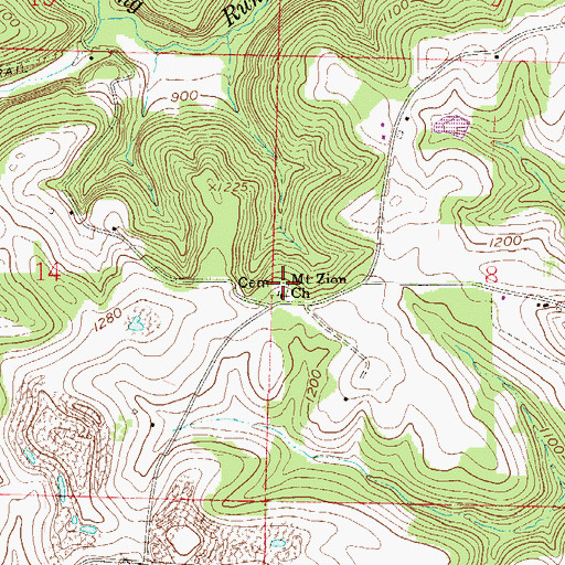 Topographic Map of Mount Zion Methodist Cemetery, OH