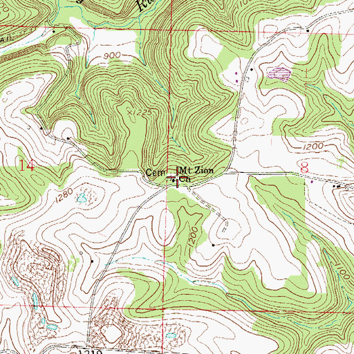 Topographic Map of Mount Zion Methodist Church, OH