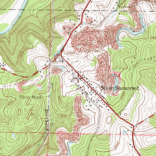 Topographic Map of New Somerset Methodist Cemetery, OH