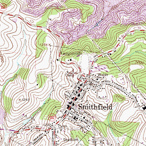 Topographic Map of Northern Cemetery, OH