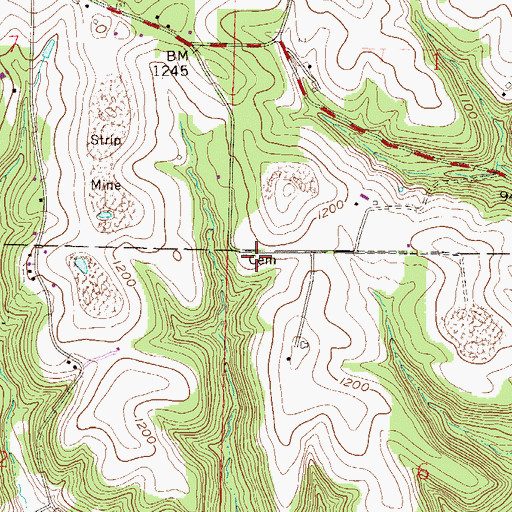 Topographic Map of Old Union Cemetery, OH