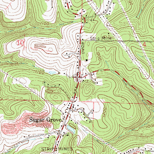 Topographic Map of Sugar Grove Methodist Cemetery, OH