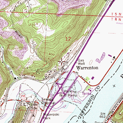 Topographic Map of Warrenton Cemetery, OH