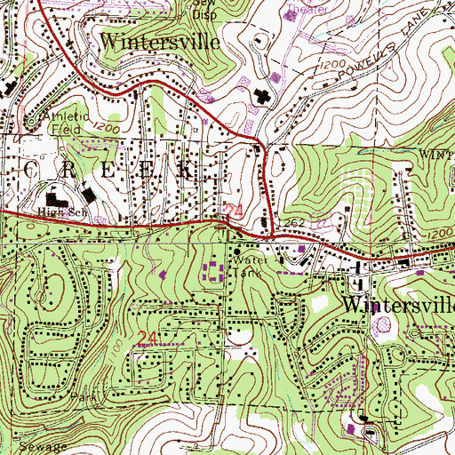 Topographic Map of Wintersville Methodist Cemetery, OH