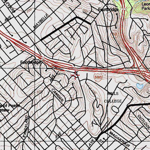 Topographic Map of Alderwood Hall, CA
