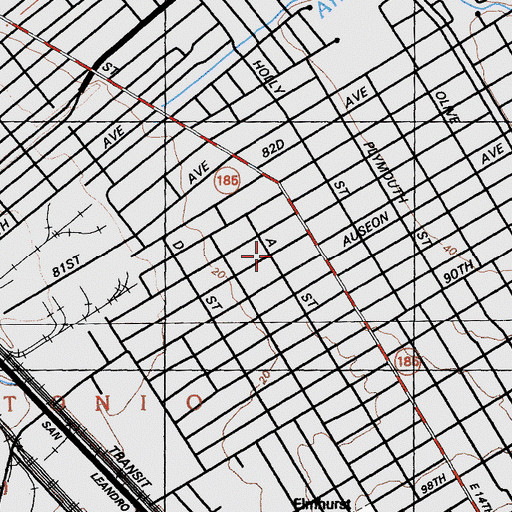 Topographic Map of Allen Temple Baptist Church, CA