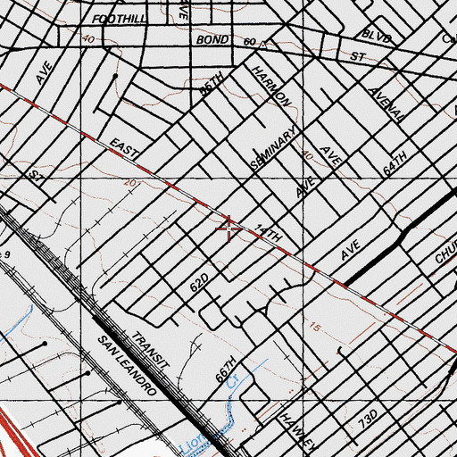 Topographic Map of Calvary Temple Assembly of God Church, CA