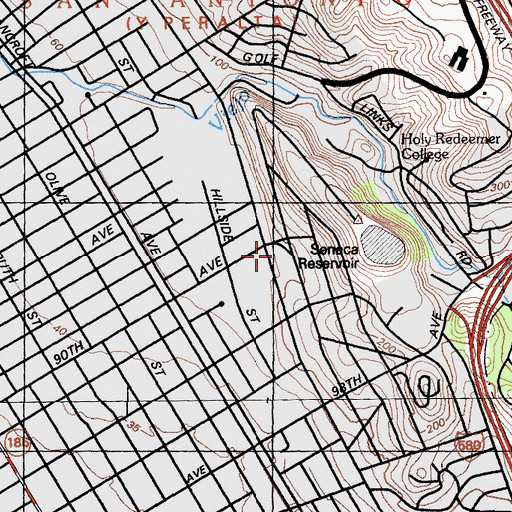 Topographic Map of Castlemont Bible Chapel, CA