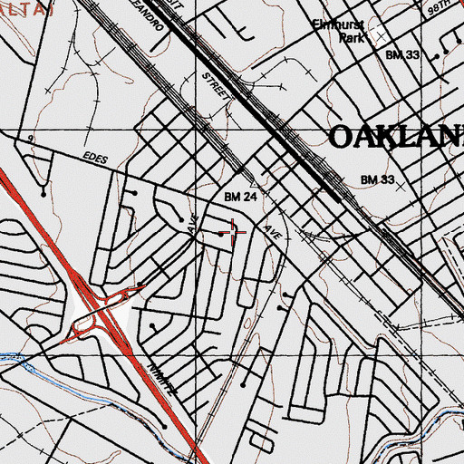 Topographic Map of Church of Christ, CA