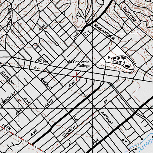 Topographic Map of Church of the Nazarene, CA