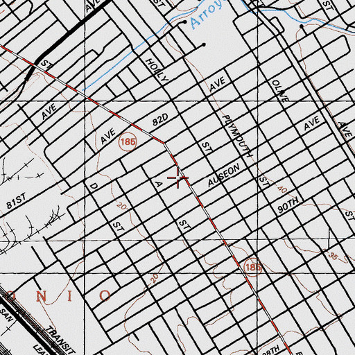 Topographic Map of East Oakland Boys Club, CA