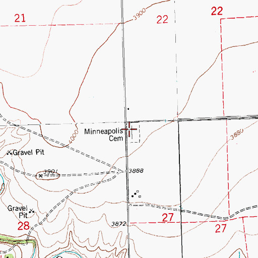 Topographic Map of Minneapolis Cemetery, CO