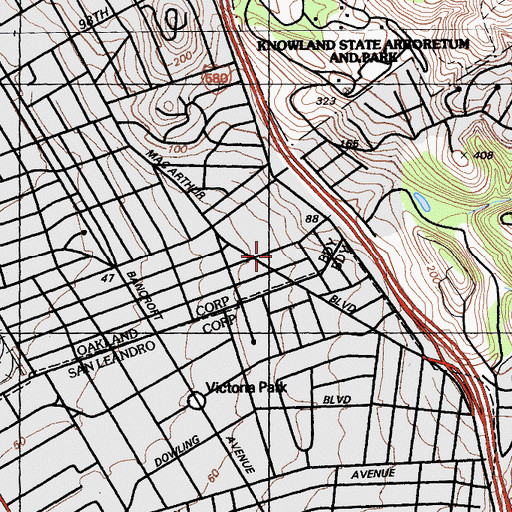 Topographic Map of Evangelical Temple Assemblies of God Church, CA