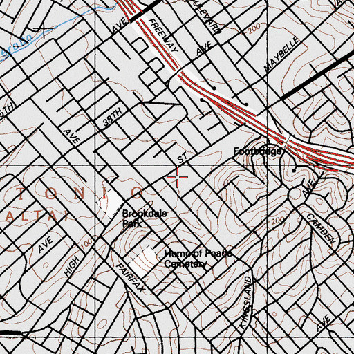 Topographic Map of Faith American Lutheran Church, CA