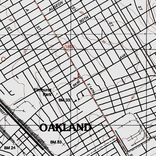 Topographic Map of Oakland Fire Department Station 20, CA