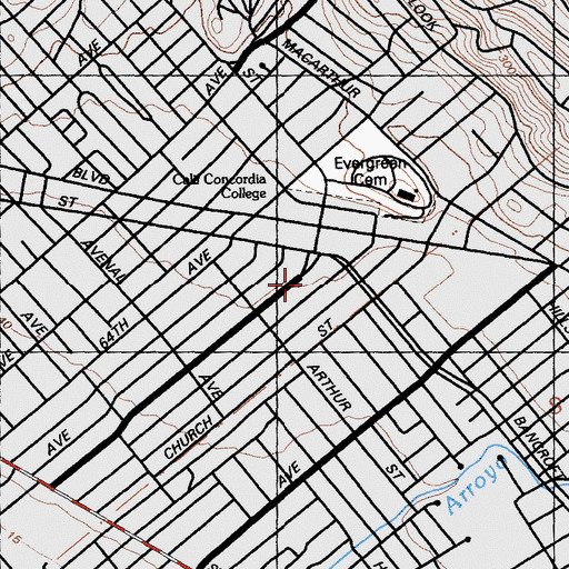 Topographic Map of Greater Emmanuel Church of God in Christ, CA