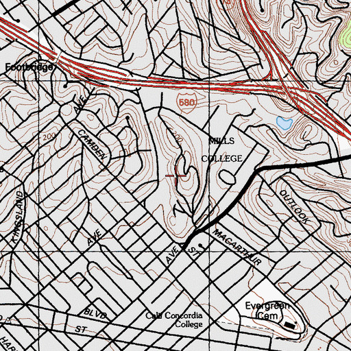 Topographic Map of Mary Morse Hall, CA