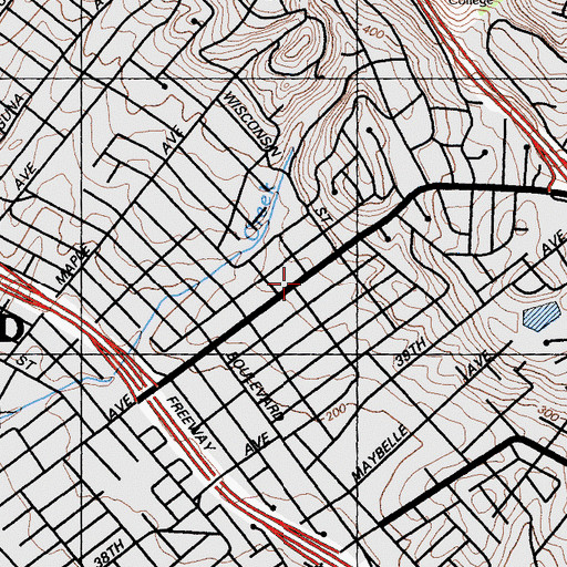 Topographic Map of Pilgrim Lutheran Church, CA