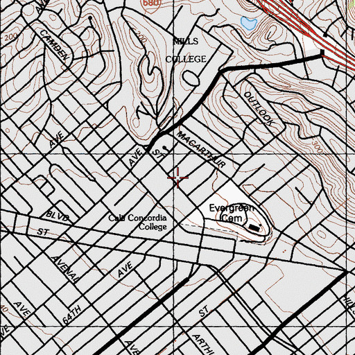 Topographic Map of Saint Cyrils Convent, CA