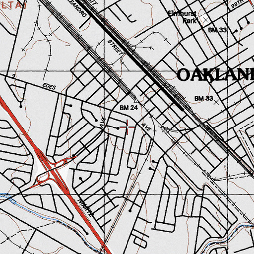 Topographic Map of Tabernacle Baptist Church, CA