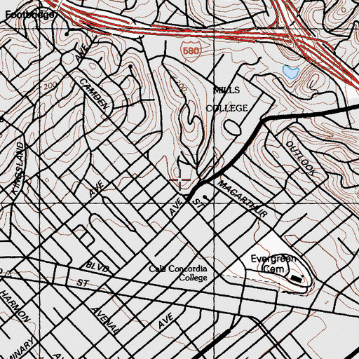 Topographic Map of Wetmore Chapel, CA