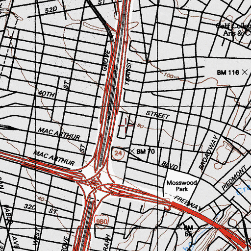 Topographic Map of Beebee Memorial Christian Methodist Episcopal Church, CA