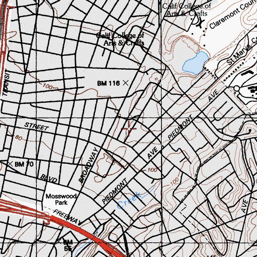 Topographic Map of Central Lutheran Church, CA