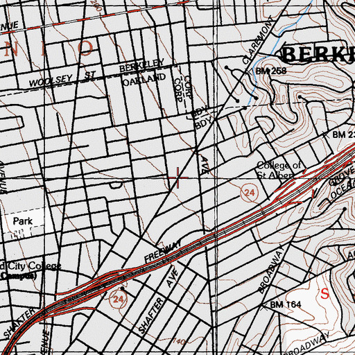 Topographic Map of College Avenue United Presbyterian Church, CA