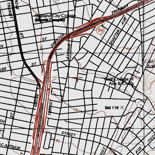 Topographic Map of Emmanuel Presbyterian Church, CA