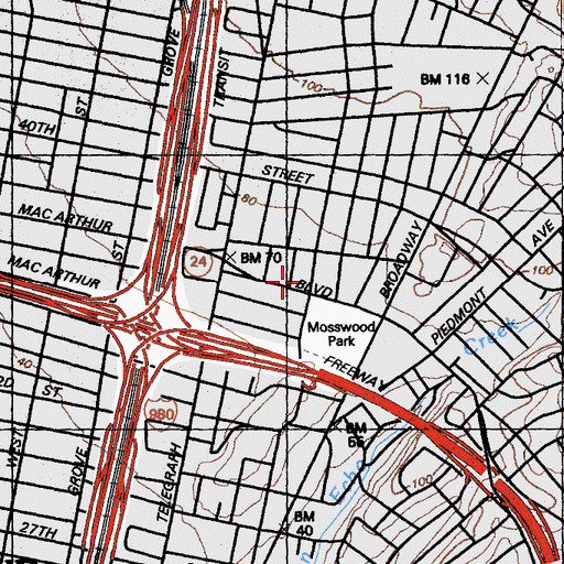 Topographic Map of Evergreen Baptist Church, CA