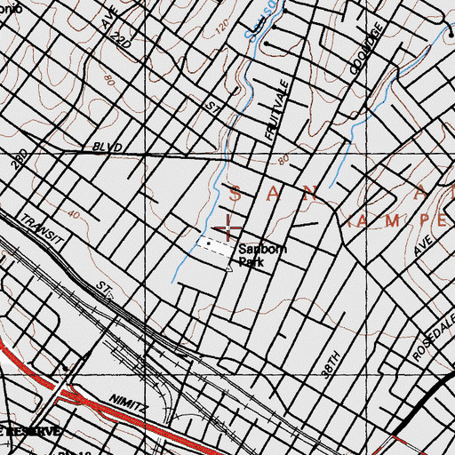 Topographic Map of Fruitvale Christian Church, CA