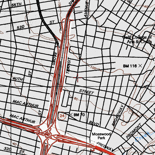 Topographic Map of Gospel Auditorium, CA