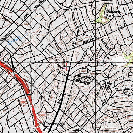 Topographic Map of Grand Avenue Alliance Church, CA