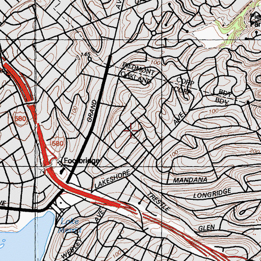 Topographic Map of Lake Shore Baptist Church, CA