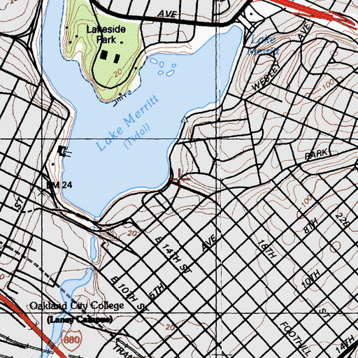 Topographic Map of Lakeside Unity Temple, CA