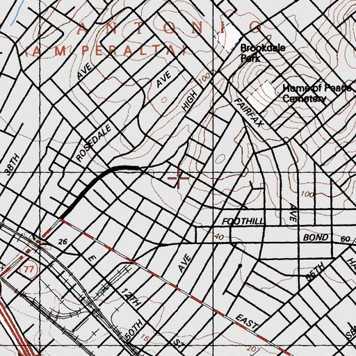 Topographic Map of Melrose Assembly of God Church, CA