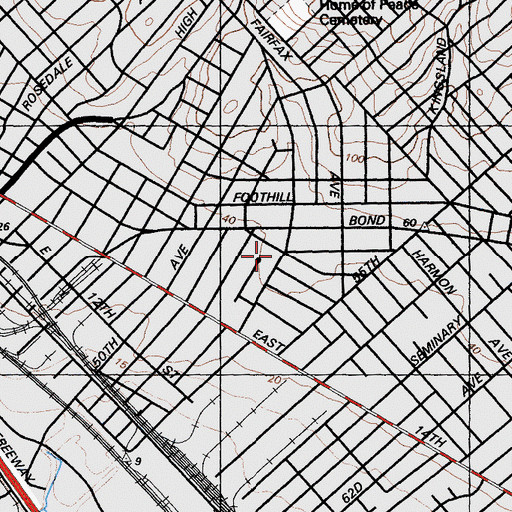 Topographic Map of Melrose Methodist Episcopal Church (historical), CA