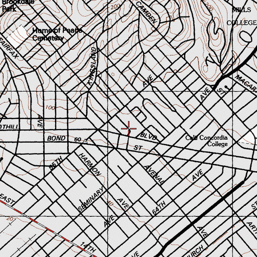 Topographic Map of New Pilgrim Congregational Church, CA