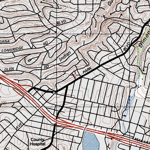 Topographic Map of Park Boulevard Presbyterian Church, CA