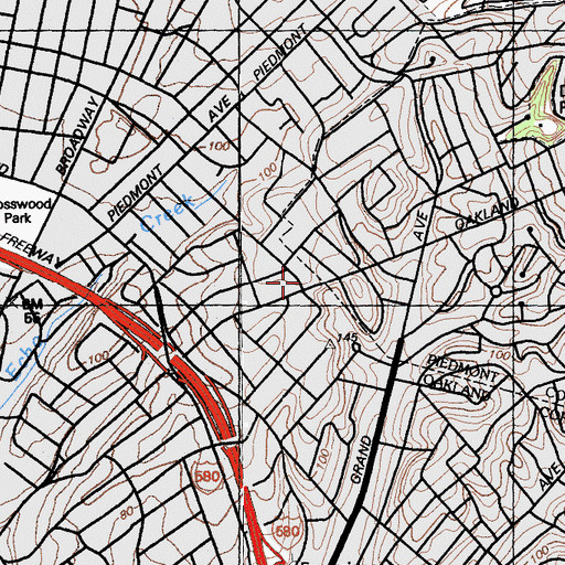 Topographic Map of Plymouth Congregational Church, CA