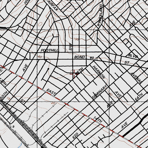 Topographic Map of Saint Johns Evangelical Lutheran Church, CA