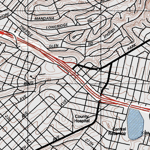 Topographic Map of Saint Margarets Roman Catholic Church, CA